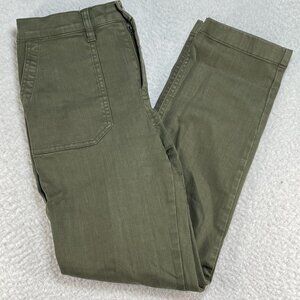 J Crew Women's Size 27 Green Vintage Straight Leg Cargo Slub Sateen Jeans 27x26